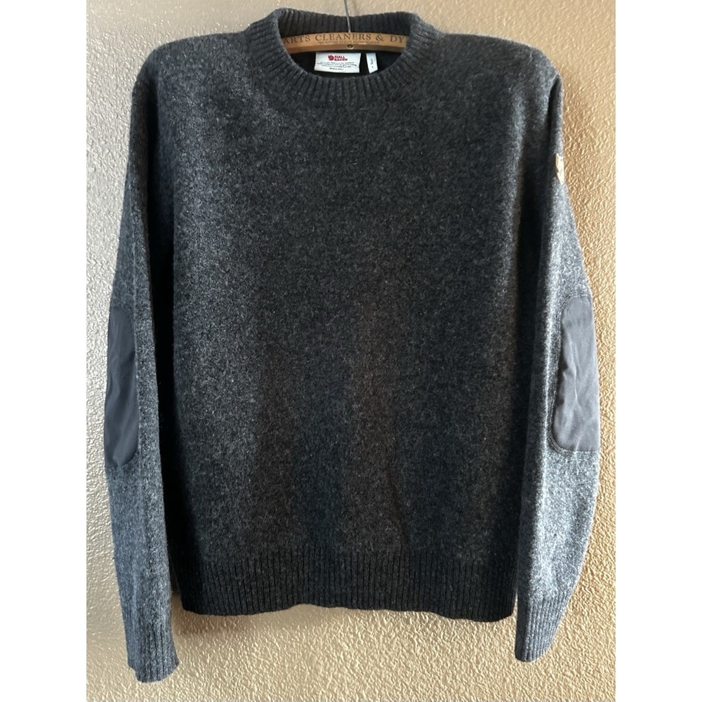 Fjallraven Charcoal Gray Crewneck Sweater with Elbow Patches
